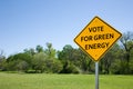 Environmental Sign Post On A Yellow Diamond-Shaped Sign Royalty Free Stock Photo