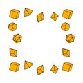 Yellow dice frame in square shape, hand drawn flat