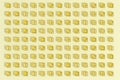 Yellow dice pattern on yellow background. 3d illustration