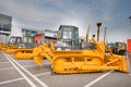 Yellow diesel bulldozer