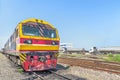 Yellow diesel engine locomotive train