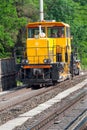 Yellow diesel locomotive.