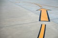 Yellow direction sign in the airport. Royalty Free Stock Photo