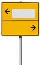 Yellow direction sign (clipping path included)