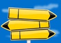 Yellow directional arrows no inscription on a blue background