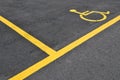 Yellow disabled people parking sign Royalty Free Stock Photo