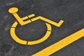 Yellow disabled people parking sign