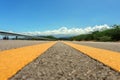 Yellow dividing lines on the road Royalty Free Stock Photo