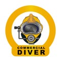 Yellow Diving helmet vector drawing - Commercial Diver Royalty Free Stock Photo