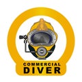 Yellow Diving helmet vector drawing - Commercial Diver