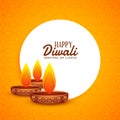 Yellow diwali background with three diya lamps