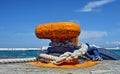 Yellow dock bollard Royalty Free Stock Photo