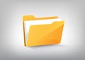 Yellow document file folder directory icon on white grey, transparent vector