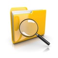 Yellow Document Folder with Magnifier Royalty Free Stock Photo