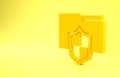 Yellow Document folder protection concept icon isolated on yellow background. Confidential information and privacy idea Royalty Free Stock Photo