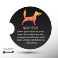 2018 a yellow dog with a bone for the new year for a background, banner, logo, emblem ... Royalty Free Stock Photo