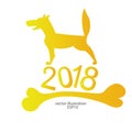 2018 a yellow dog with a bone for the new year for a logo, emblem, background, banner ... Royalty Free Stock Photo