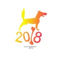 2018 a yellow dog with a bone for the new year for a logo, emblem, background, banner ... Royalty Free Stock Photo