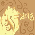 Yellow dog. Happy Chinese new year 2017. Vector