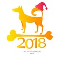 Yellow dog on new year symbol vector Royalty Free Stock Photo