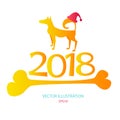 Yellow dog on new year symbol vector Royalty Free Stock Photo