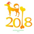 Yellow dog on new year symbol vector Royalty Free Stock Photo