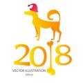 Yellow dog on new year symbol vector Royalty Free Stock Photo