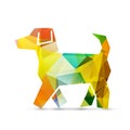 Yellow dog in origami style icon. Celebration white background w Royalty Free Stock Photo