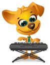 Yellow dog is playing synthesizer Royalty Free Stock Photo