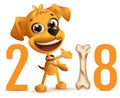 Yellow dog symbol 2018 year on Chinese calendar Royalty Free Stock Photo