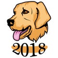 Yellow Dog is symbol of the 2018 Royalty Free Stock Photo