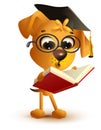 Yellow dog teacher reading book