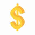 Yellow dollar sign icon, cartoon style