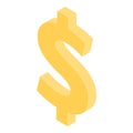Yellow dollar sign icon, isometric style