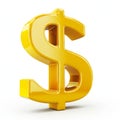 Yellow Dollar Sign on White Background.