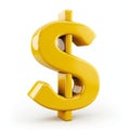 Yellow Dollar Sign on White Background.