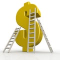 Yellow dollar sign with white ladder