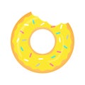 Yellow donut vector isolated on white. Donuts with a mouth bite.