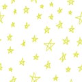 yellow doodle stars on a white background