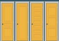 Yellow doors closed - door frame only, no walls. Yellow doors illustration.