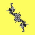 Yellow silver dragon fractal, abstract background