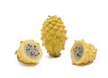 Yellow dragon fruit and its sections Royalty Free Stock Photo