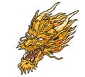 Yellow dragon head colorful logotype