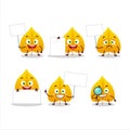 Yellow dried leaves cartoon character bring information board