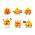 Yellow dried leaves cartoon character with love cute emoticon Royalty Free Stock Photo