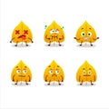 Yellow dried leaves cartoon character with nope expression