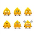 Yellow dried leaves cartoon character with various angry expressions