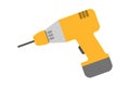 Yellow drill. Electric device for the home repair.