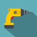 Yellow drill icon, flat style
