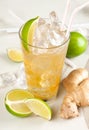 Yellow drink with lime and ginger